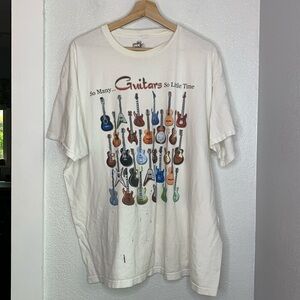 So Many Guitars So little time graphic white short sleeve t shirt 100% cotton